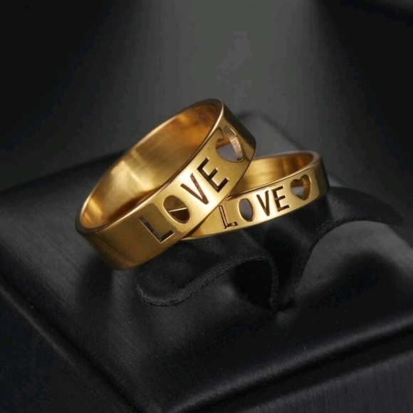 2 pcs men heart/ letters detail ring - Picture 2 of 3